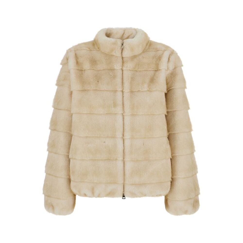 Leplain Women Beige Shearling With Raised Collar In Eco-Fur For Women